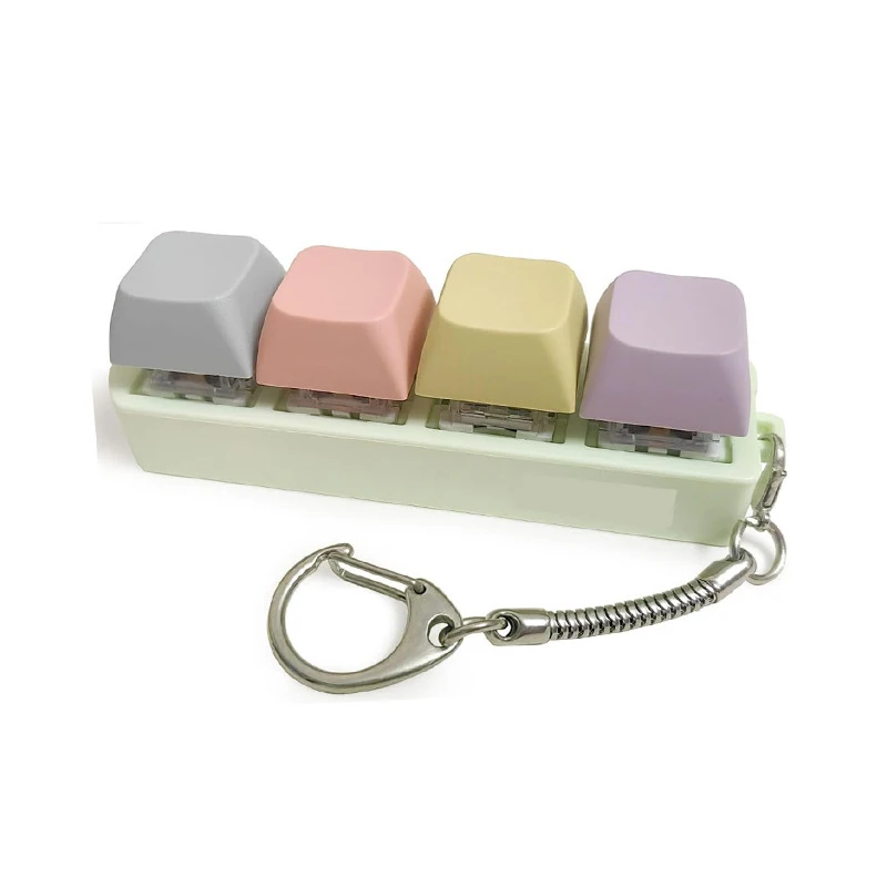 Button Keycap Fidget Keychain 4 Keys Keyboard Decompression Toys DIY Keyboard Keychain Toys for Adult Gifts To Relief Pass Time