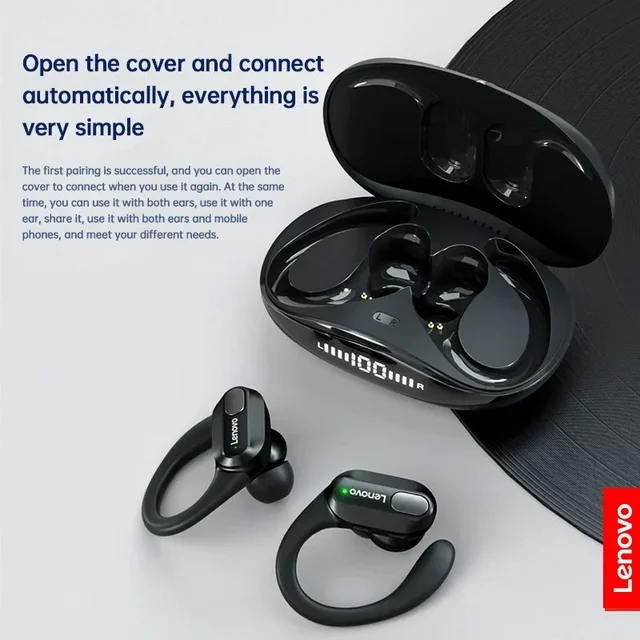 Lenovo XT80 Auricolari Bluetooth 5.3 Cuffie True Wireless con microfono Pulsante Controllo Riduzione del rumore Ganci per le orecchie Cuffie impermeabili 4