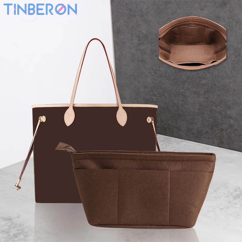 TINBERON Organizer For Tote Pm Mm Insert Bags Make up Cosmetic Bag Purse Portable Travel Handbag Liner Felt Bag Organizer Insert 1pc hexagon bag handles diy replacement handbag tote handles purse bags bag straps gold silver metal bag handle accessories