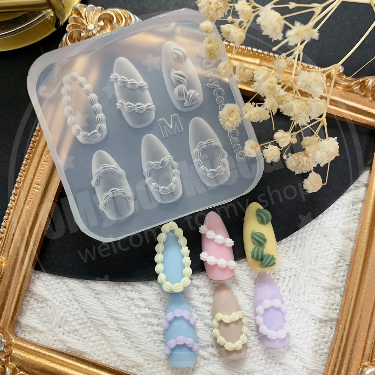 1pc 아이스크림 딸기 크림 쿠키 마녀 3D 아크릴 금형 네일 아트 장식 고양이 DIY 디자인 실리콘 네일 아트 손톱 금형