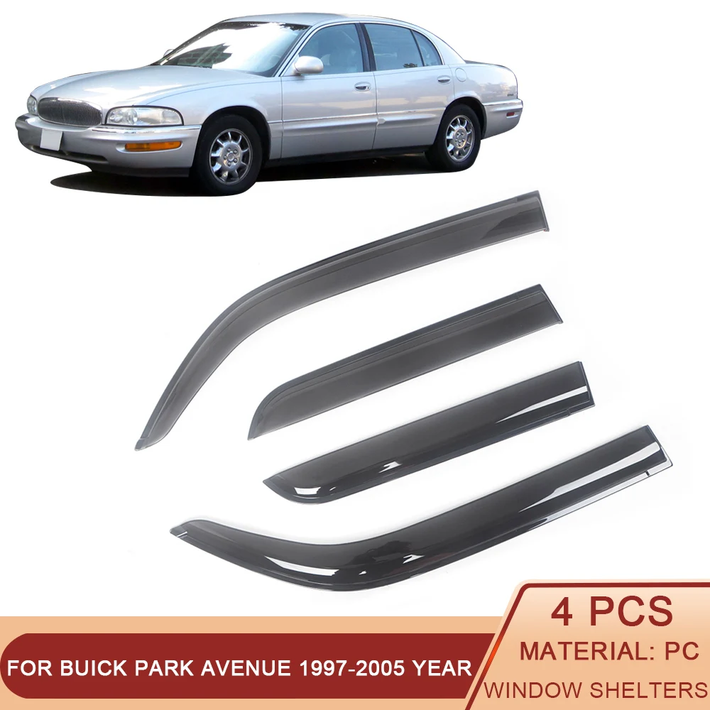 

For Buick Park Avenue 1997-2005 Side Window Wind Deflectors Visors Black Rain Guard Door Visor Vent Shade Dark Smoke Ventvisor