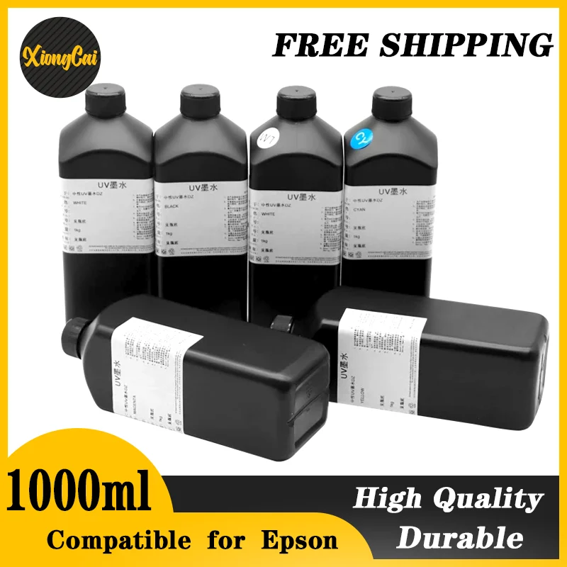 Tinta de Cura uv 1000ml para Epson Xp600 Tx800 Xp600 L800 L805 L1800 R290 R300 1390 1400 1410 1430 Dx5 Dx7 Dx10 Impressora uv