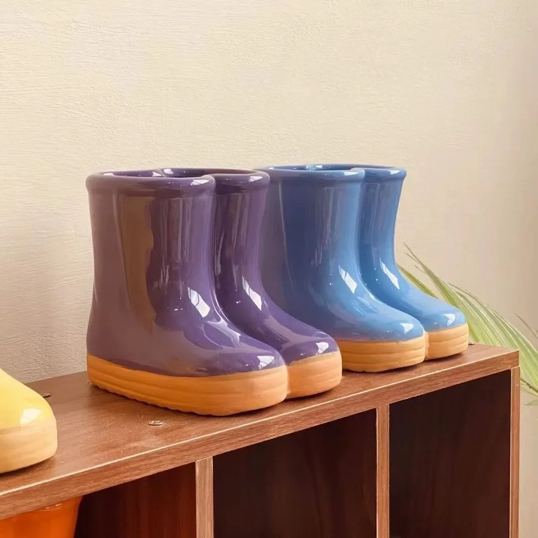 Japanese Rain Boots Ceramic Vase Creative Boots Ornaments Decorative Kitchen Chopsticks Tube Storage Tube Fleshy Flowerpot 3