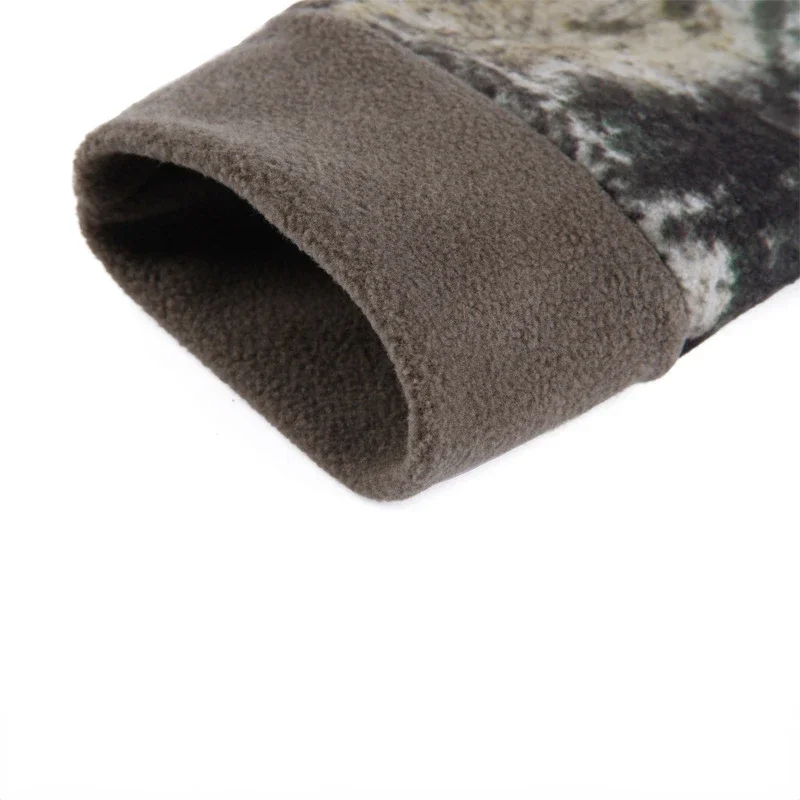 Full Finger Winter Warm Thickened Fleece Cuffs Gloves Two Finger Cut Bionic Hunting Ski Camping Camouflage Gloves