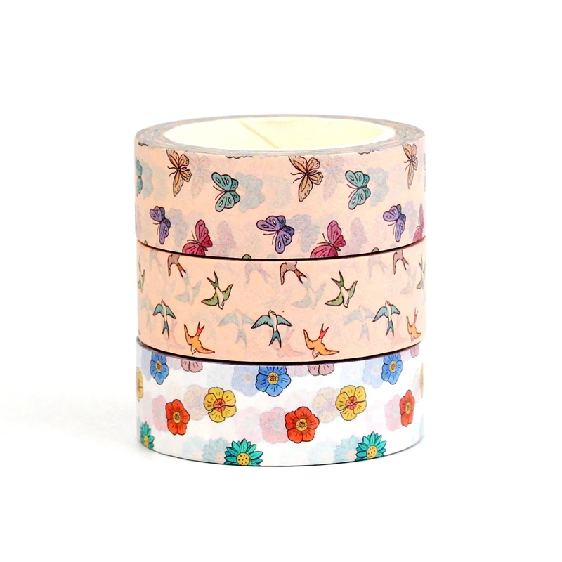 NEW 1PC 10M Decorative Cute Neutral & Beige Leaves Washi Tape Set for Planner Scrapbooking Masking Tape Stationery Supplies 4