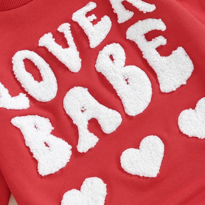 2023-11-01 Lioraitiin 0-18M Baby Girls Boys Rompers Valentine's Day Clothes Letter Heart Fuzzy Embroidered Long Sleeve Jumpsuit images - 6
