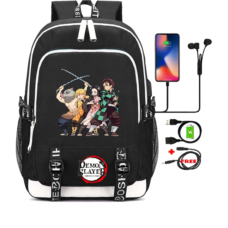 

Рюкзак с демоном для подростков, школьный ранец для мальчиков и девочек, рюкзак для школы с Usb-разъемом, дорожные сумки для мужчин и женщин