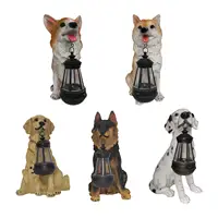 Resin Figurine Hanging Lantern Ornament Art Decor Solar Lights Garden Dogs Statue for Home 1