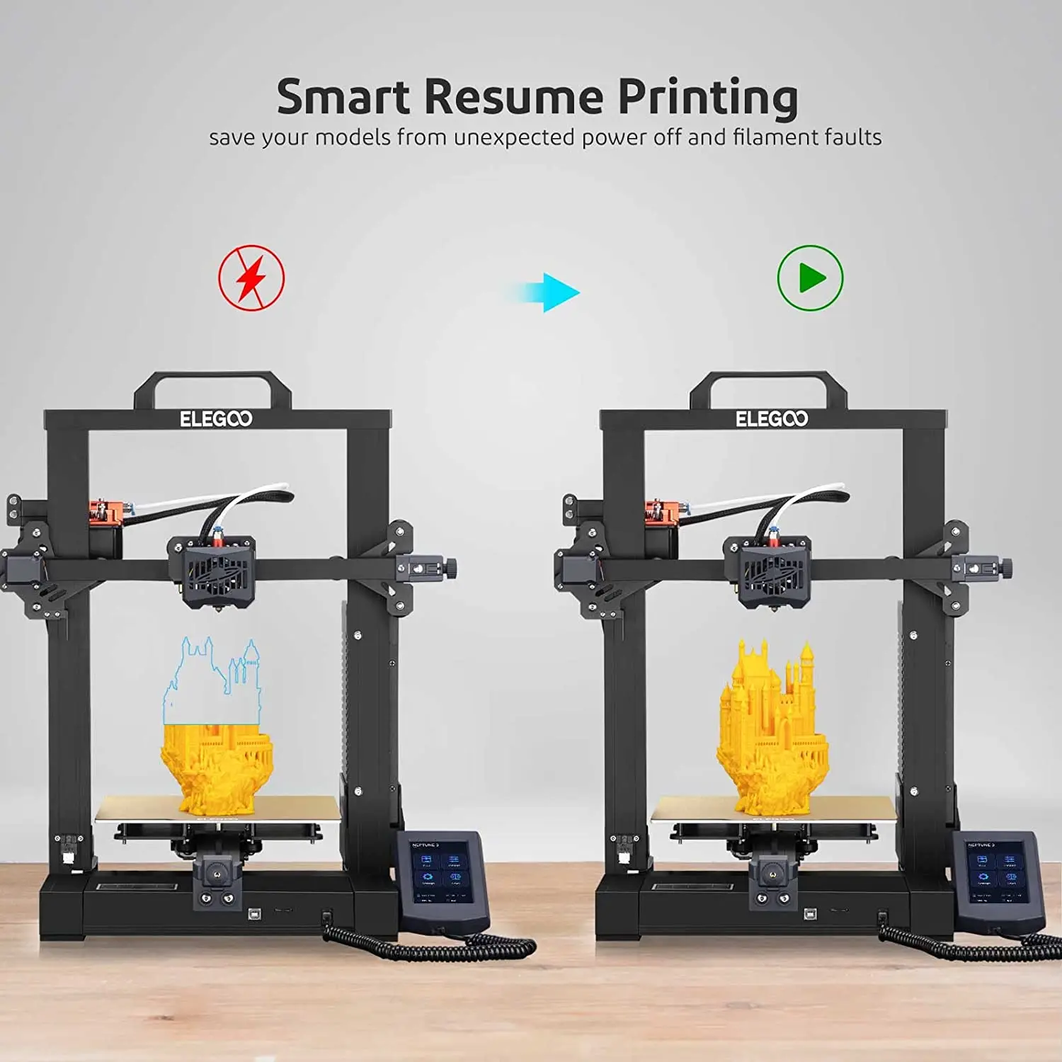 ELEGOO NEPTUNE 3 FDM 3Dプリンター、自動レベル調整機能、取り外し 
