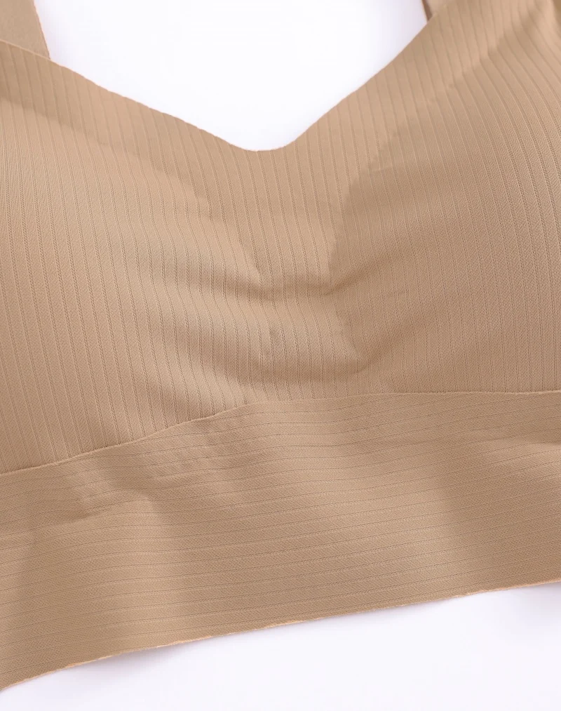 Plus Size Women Seamless Bras Sexy V Waist Brassiere Padded Wireless Soft Sleepwear Female Solid Breathable Underwear Lingerie