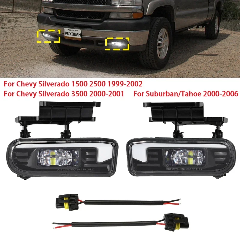 

1Pair Car LED Front Fog Lamp with DRL for Chevy Silverado 1500 2500 1999-2002/Silverado 3500 2000-2001
