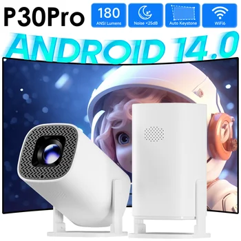 P30PRO Android 14 Mini proiettore intelligente Supporta video HD 4K WiFi 6 BT5.0 Proiettore portatile esterno per home theater nativo 720p
