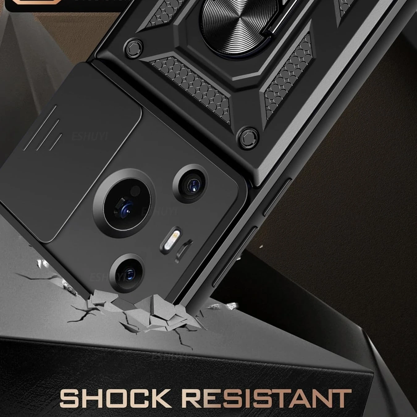 Enhanced Armor Case with Lens Protection and Magnetic Ring Holder