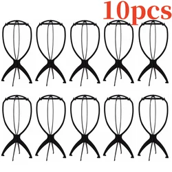 10 - Pack Portable and Durable Wig Stand for Easy Assembly and Display (Black 10pc)