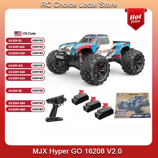 MJX 16208 V2.0 1/16 Rc Cars 4WD Off-Road Racing Truck Brushless 2.4g RC Cars Hyper GO High-speed Drift Remote Control Car Toys 1