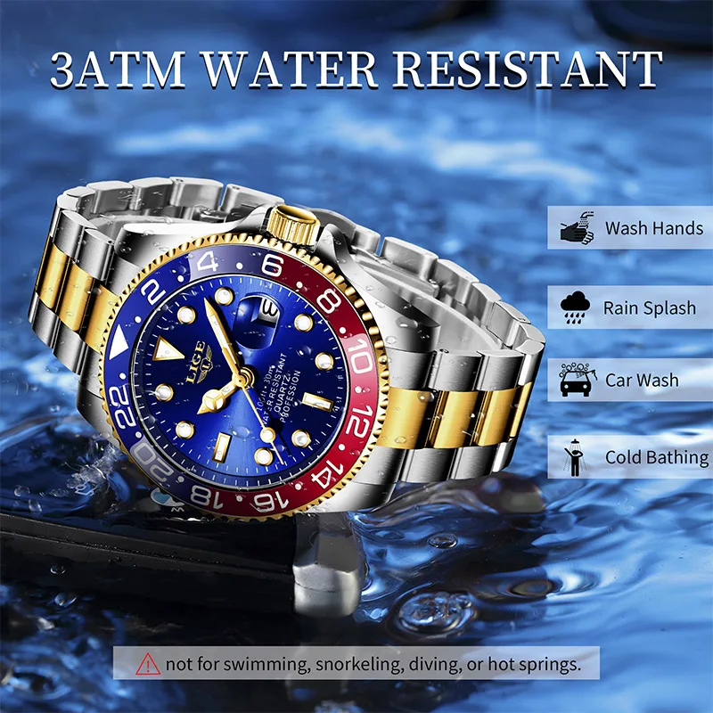 Men's Luxury Luminous Stainless Steel Waterproof Quartz Wristwatch