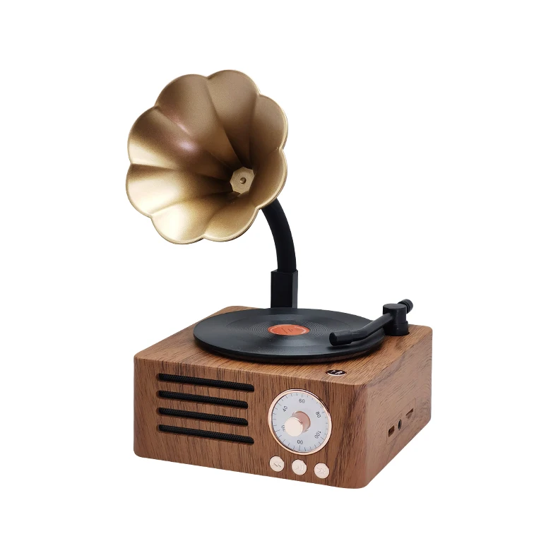 Radio Feegar Retro Bluetooth Speaker, Vintage FM-radio met ouderwetse klassieke stijl, sterke basversterking, luid volume, F-kaartsleuf en MP3-speler Aux-bediening, microSD-kaart
