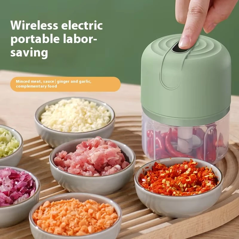 1 electric garlic puree machine, mini meat grinder, 250ML ginger chili chopper, onion grinder, kitchen food mixer 3
