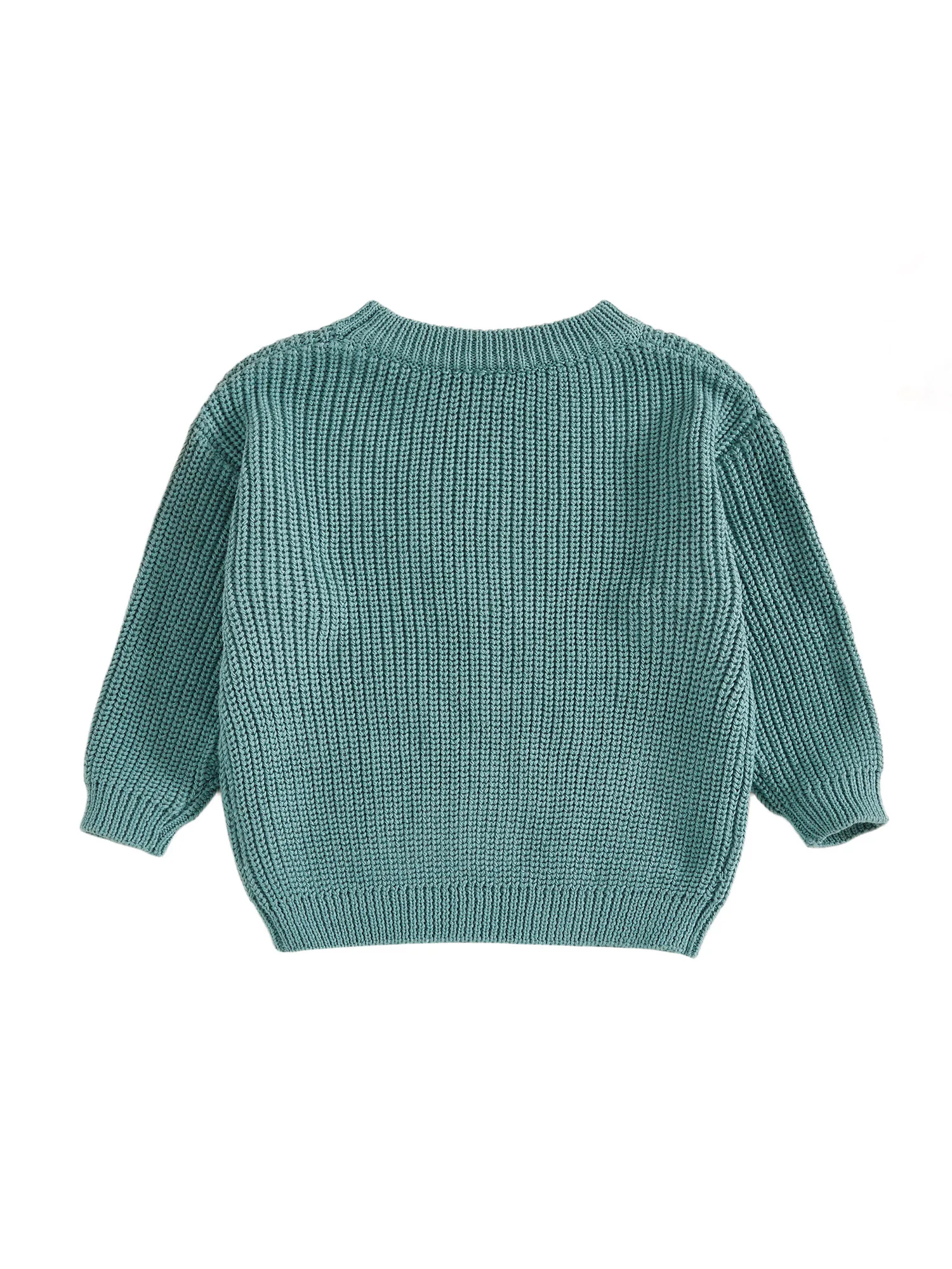 FOCUSNORM 7-Farben-Herbstpullover für Kleinkinder, Kinder, Jungen, 0–5 Jahre, mit Buchstaben bestickt, Rundhalsausschnitt, Langarmpullover, grob gestrickte Oberteile – Detail 4