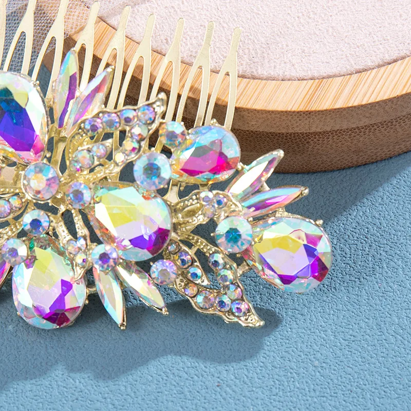 Fashion Rhinestones Crystals Flower Leaf Wedding Bridal Headpieces Accessories Women Jewelry Hair Combs