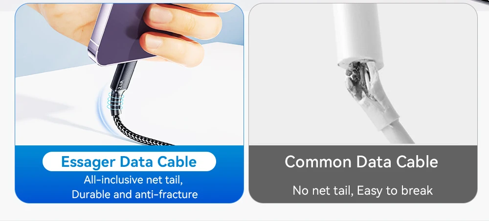 Essager 100 W Kabel USB A auf Typ C auf Beleuchtung PD Schnellladegerät Daten 3-in-1 Schnellladekabel für MacBook iPhone Samsung Xiaomi – Detail 10