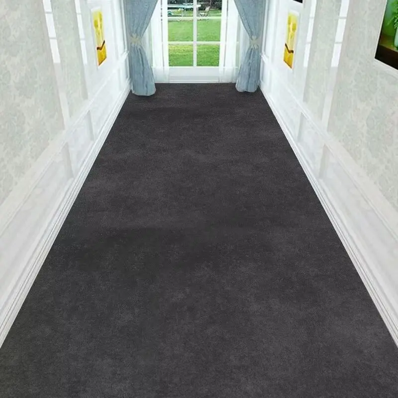 Simple Gray Long Corridor Carpet Non-slip Modern Home Decoration Stair Soft Mat Washable Hotel Corridor Rug Doorway Floor Mats 2