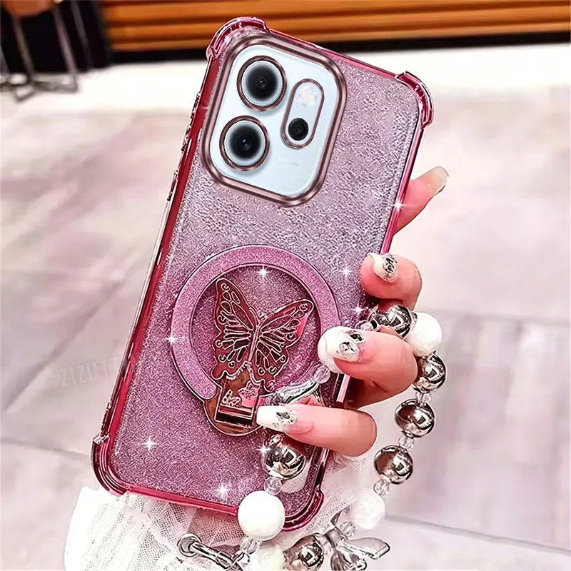 Pearl Butterfly Lanyard Phone Holder Case
