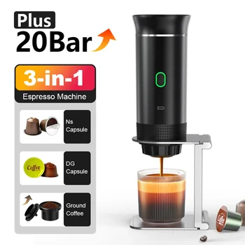 Macchina per caffè espresso portatile elettrica wireless per auto e casa Caffettiera da campeggio Caffettiera da viaggio in polvere con capsule 3 in 1 1