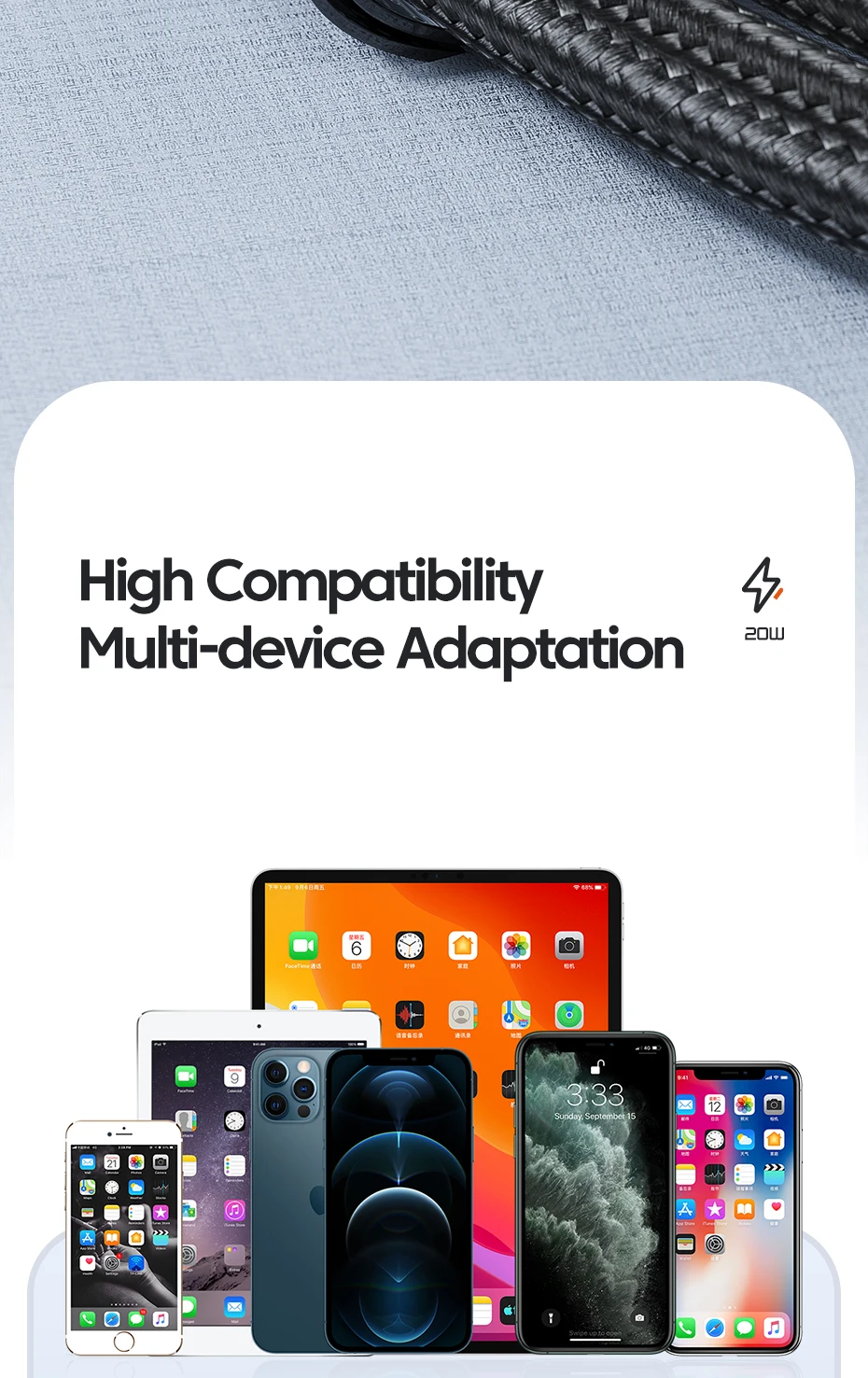 USB C Cable for iPhone 14 13 12 Pro Max XS XR 8 7 PD 20W USB C to Fast Charging