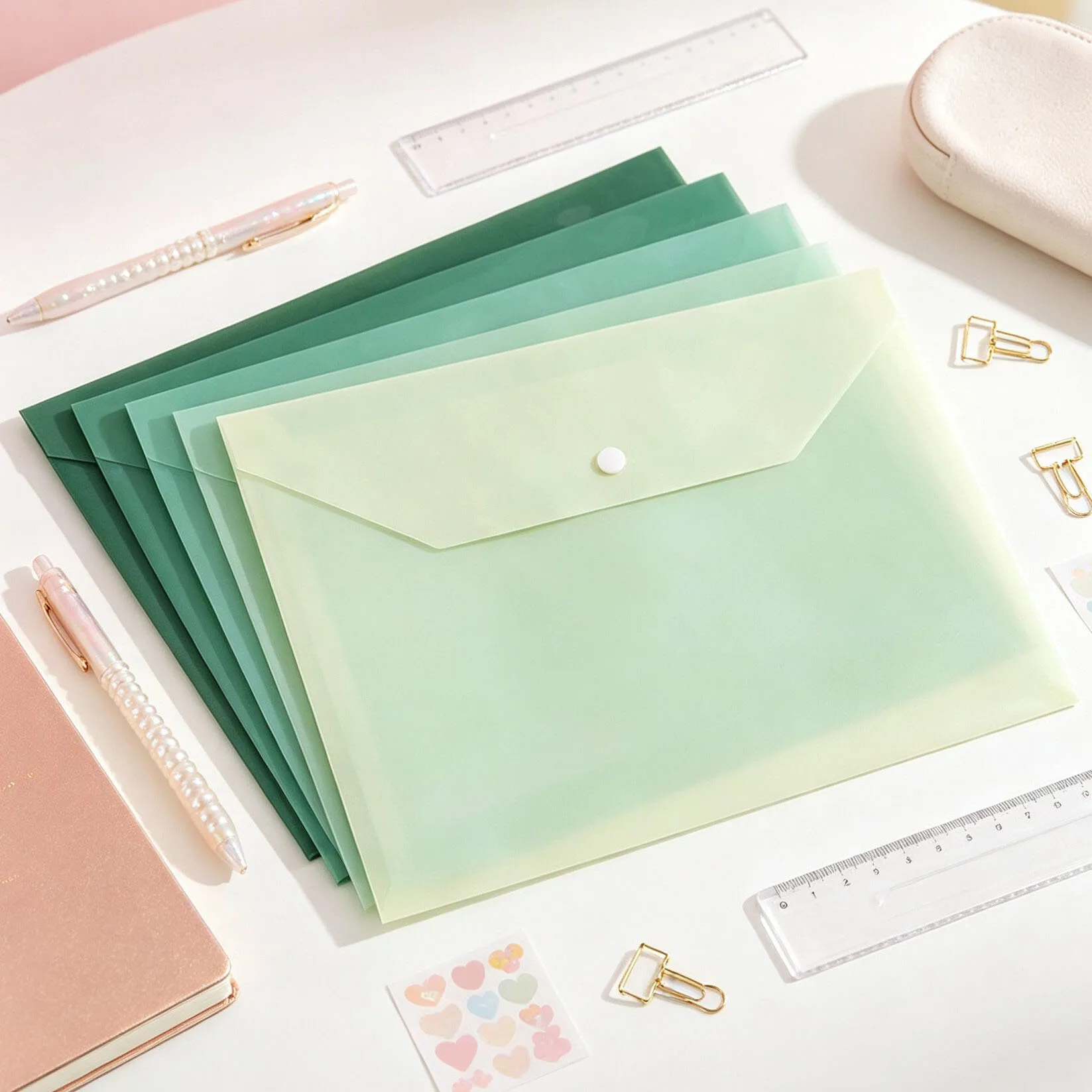 5/10pcs Gradient Color A4 File Folders Large Capacity Storage Bags School Supplies Student Essentials Home And Office Organizati 1