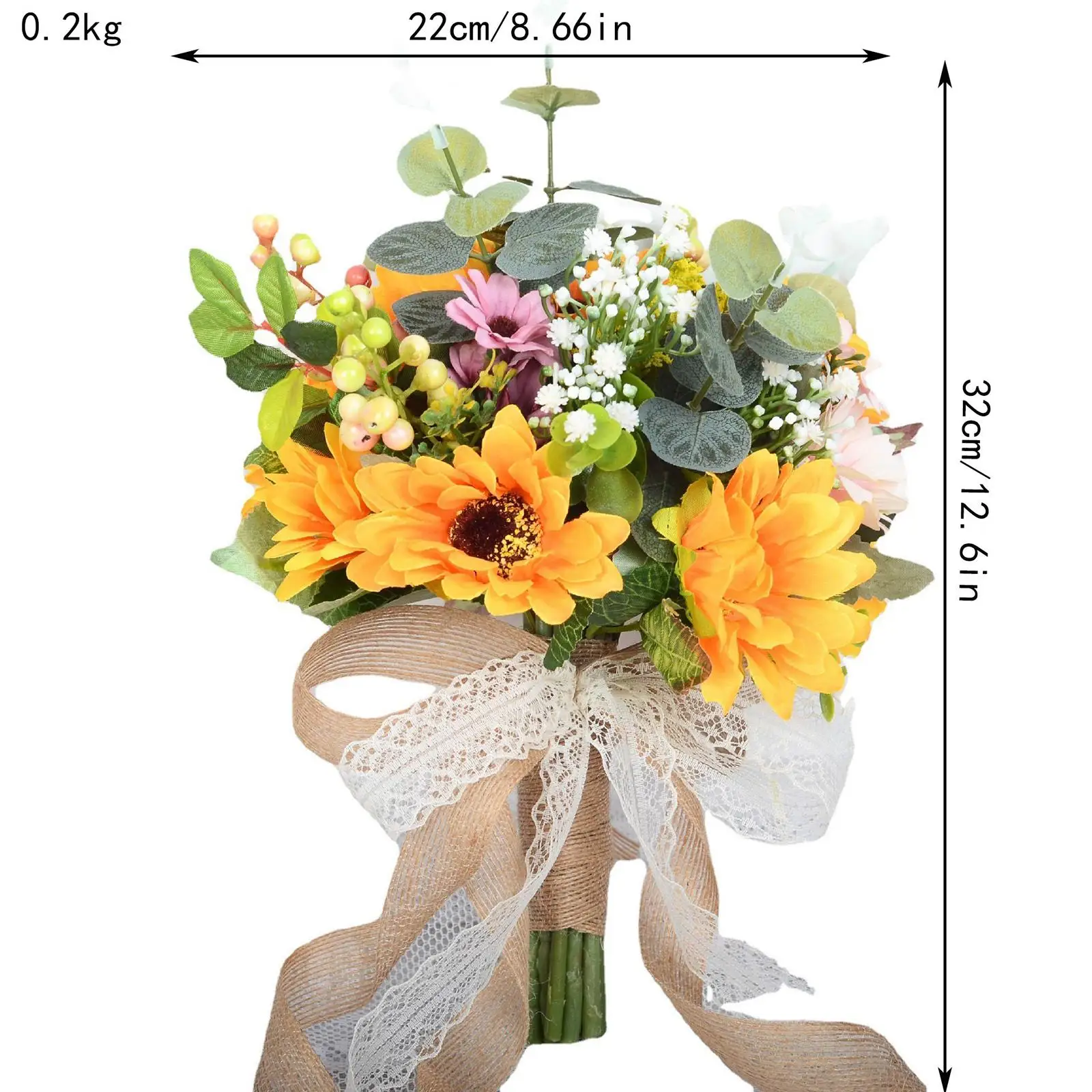 Wedding Bouquet Bridal Holding Wedding Bouquet with Ribbon sun flower Wedding Bouquets for Housewarming Gift Centerpieces