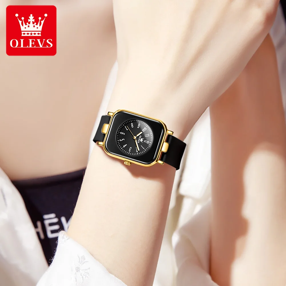 OLEVS Elegant Watches for Women Original Quartz Women's Watches Waterproof Silicone Strap Simple Luminous Wristwatch Reloj Mujer