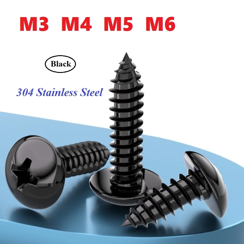 M3 M4 M5 M6 304 Stainless Steel Cross Large Flat Head Round Head Large Umbrella Mushroom self tapping screw