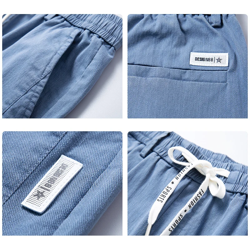 Spring Summer Men's Casual Pants Fashion Thin Elastic Waist Korean Style Business Slim Straight Trousers Blue Gray Green Khaki 6