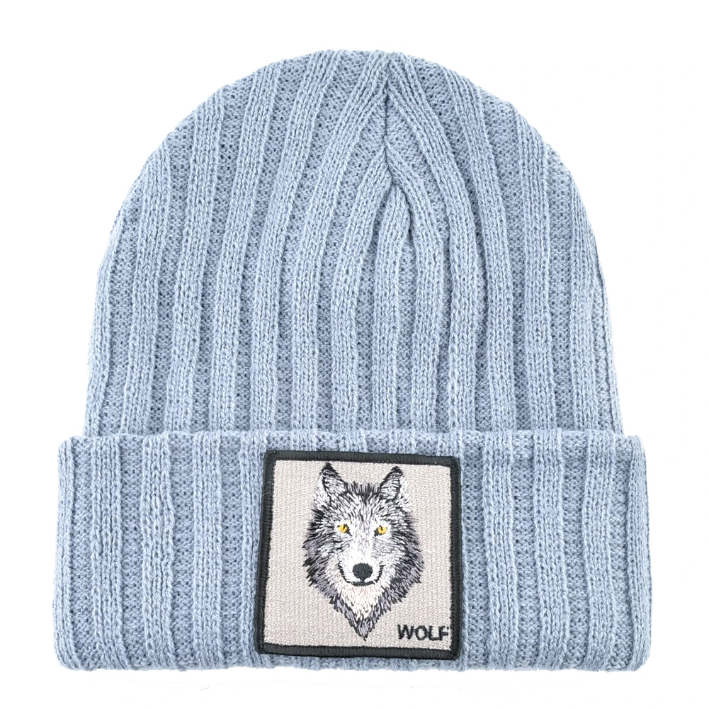 Beanie Wolf Embroidery Winter Hats Knitted Beanies For Women