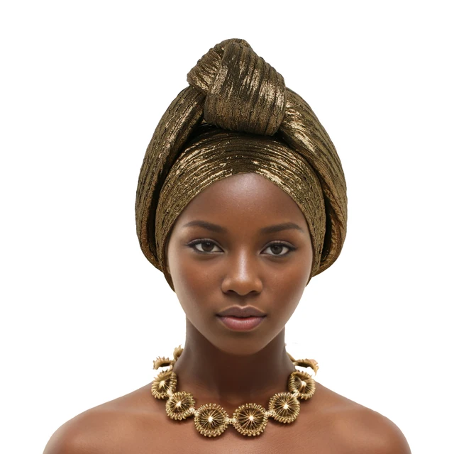 Brillant haut noué africain couvre-chef femmes Turban casquette traditionnelle africaine coiffure Auto Gele bandeau nigérian mariage Geles 1