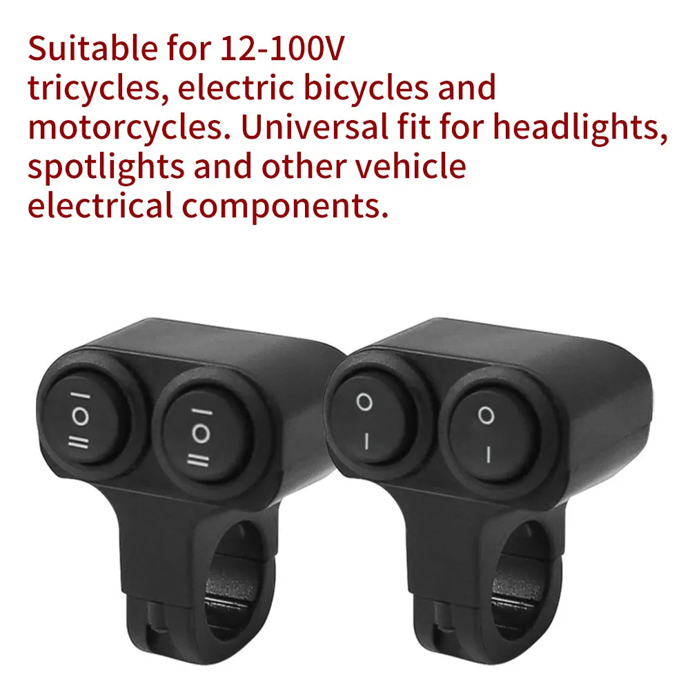 Motorcycle Handlebar 12V Headlight On/Off Switch Dual Button Control Waterproof 7/8in 22mm Flasher Speaker Fog Spot Light Switch