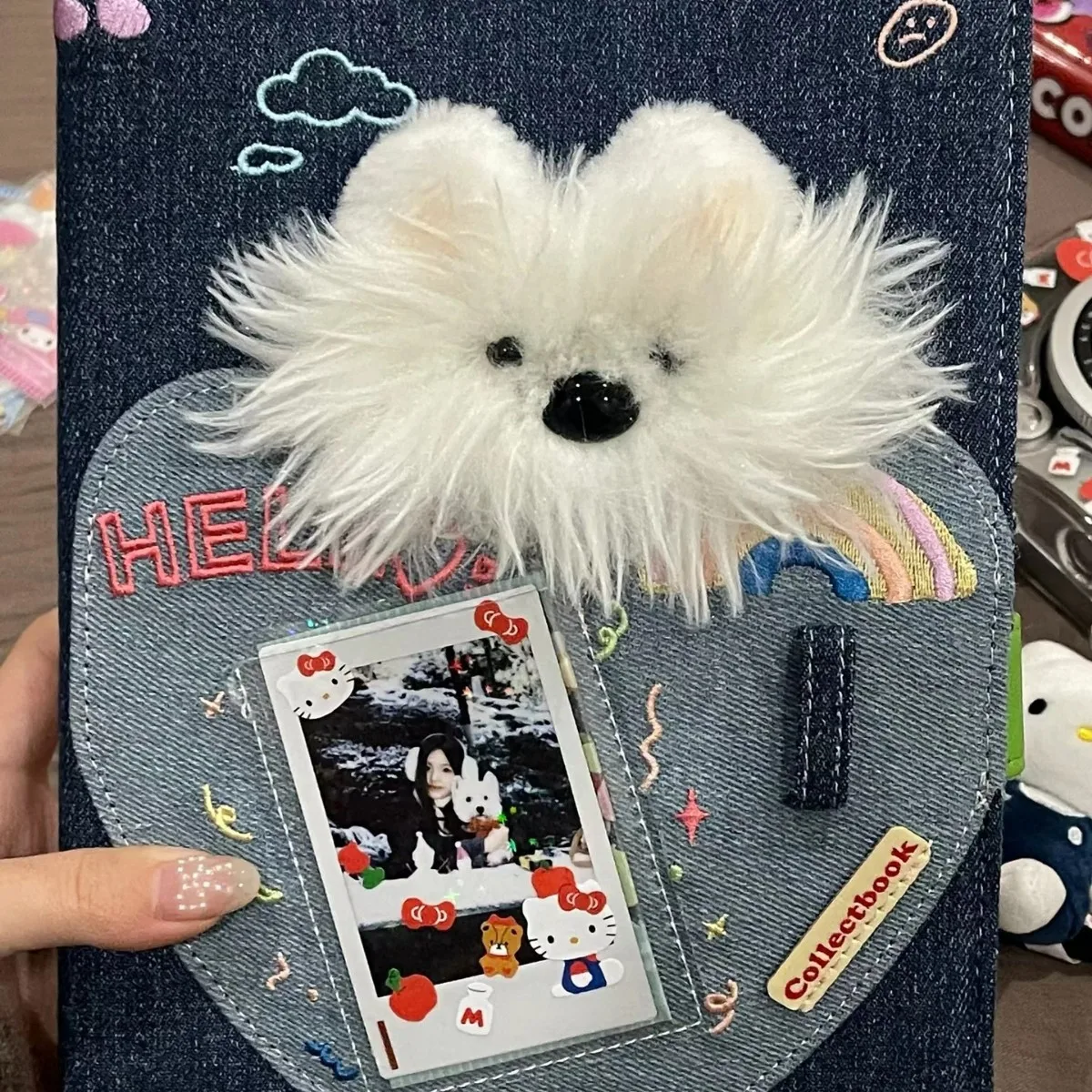Cute Plush Dog Cowboy Cardbook 3inch Card Four Grid Storage Book Loose Leaf Small Card Diy Album Idol Collect Book