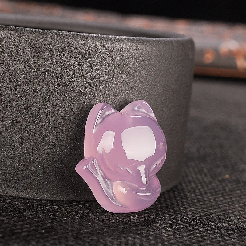 Natural Green Agate Fox Jade Pendant Necklace Chalcedony Carved Charm Jewellery Fashion Amulet for Men Women Lucky Pendants