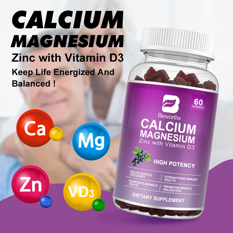 

Better Absorption Vitamin D3 Calcium Magnesium Zinc Gummies Heart, Teeth &Bone Health Immune System Health for Adults &Children