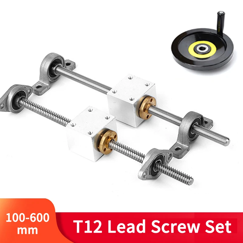 Trapezoidal Screw Grupo Porca Screw Grupo Volante com Suporte Porca Suporte Vertical Diâmetro 12 mm Chumbo mm mm mm 12 mm T12