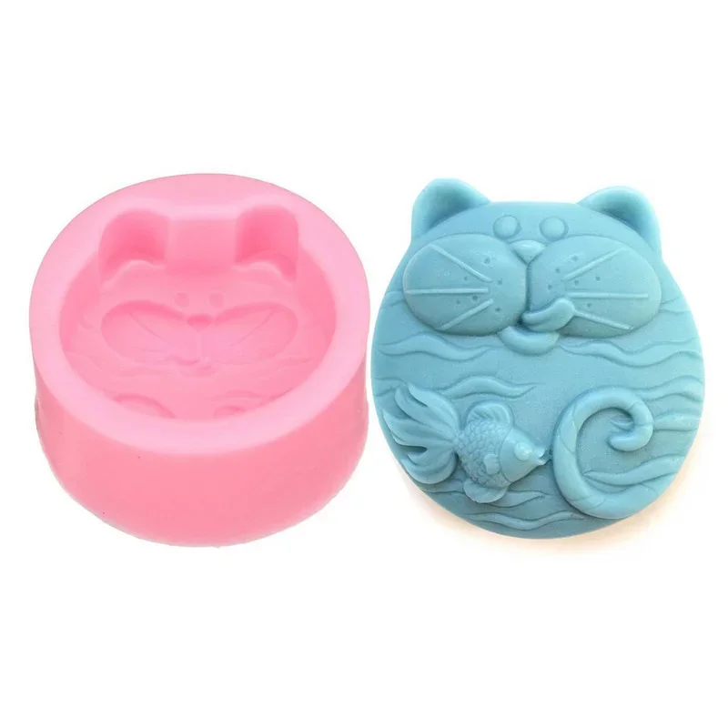 Non-Stick Silicone Mold 3D Soap DIY New Cat Fish Craft Art Handmade Candle 1PC silicone mold soap molds