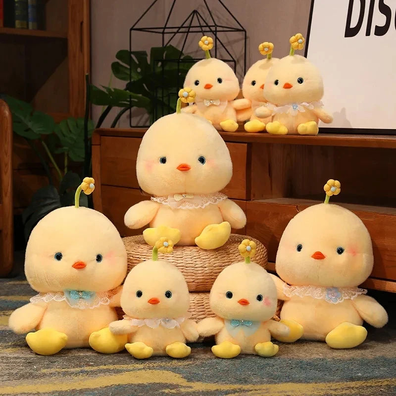 

Cartoon Cute Flower Chick Plush Toy with Bow Soft Comfortable Stuffed Animal Plushie Huggable Pillow Doll Birthday Gifts for Kid