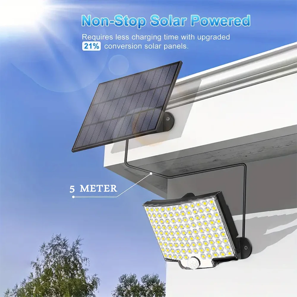 Solar Light Outdoor Waterproof 106 LEDS with Motion Sensor Floodlight Remote Con