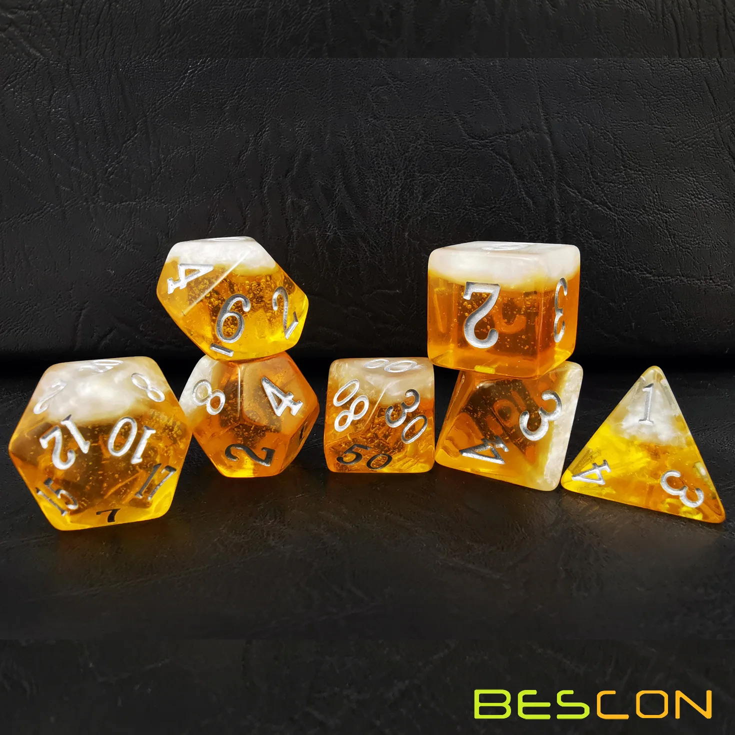 Bescon Beer Dice Set, Novelty 7pcs BeerDice Polyhedral D&D DND Dice Set of 7pcs, Dungeons and Dragons