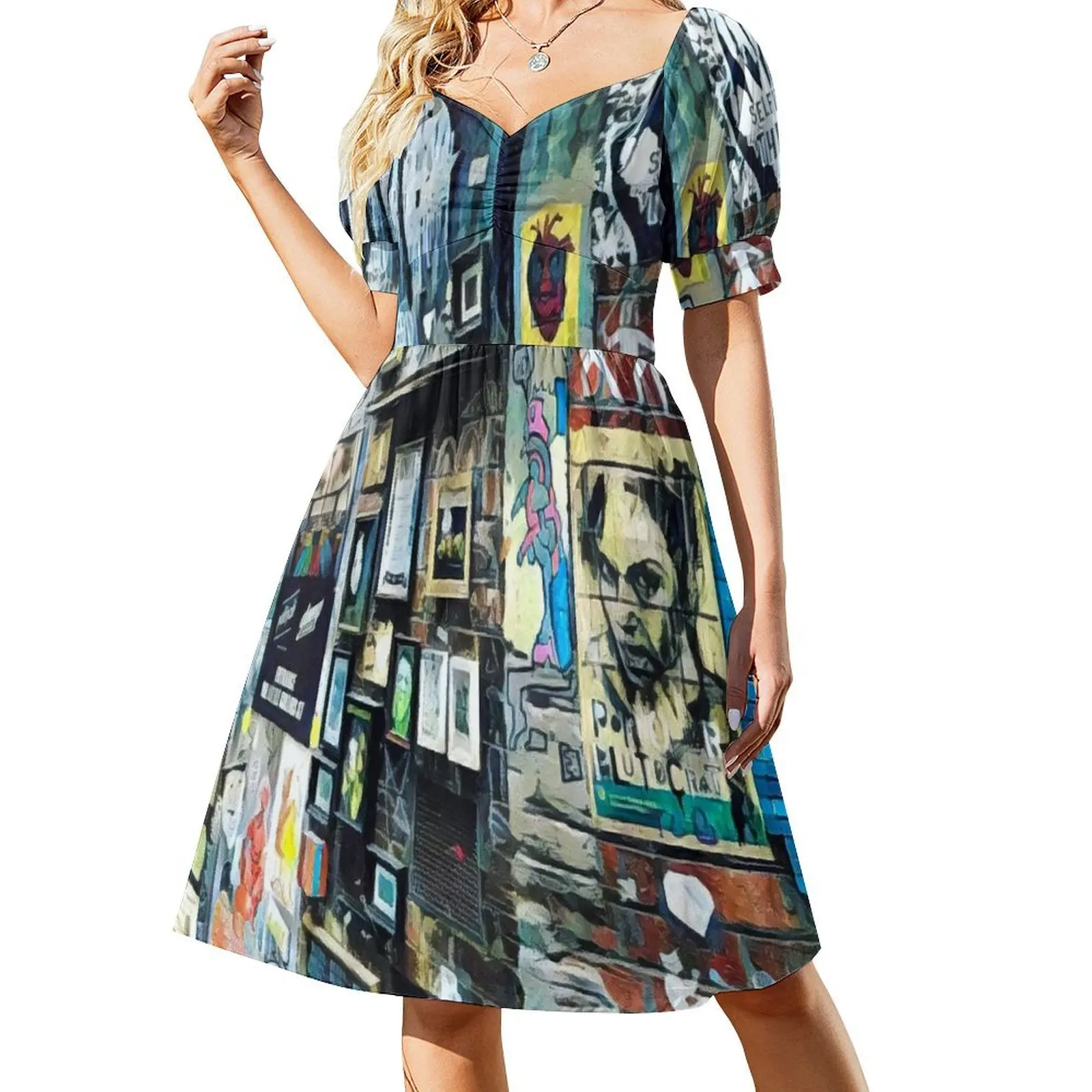 Galería de arte callejero Vestido de manga corta Ropa estética Vestidos Verano Mujer Vestido largo Mujer