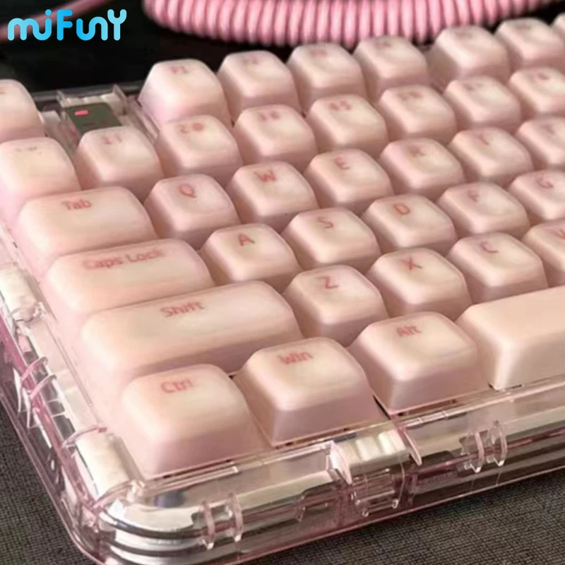 Keycap para Teclado Mecânico Keycaps Translúcido Silicone Pbt Perfil de Cereja Tintura-sublimação Rosa Bonito Presentes