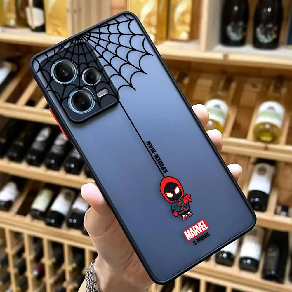 thumbnail image 1 of Matte Case for Redmi NOTE 12 11 10 11S 10S 9 9S 9T 8 7 6 5 3PRO PLUS 4G 5G Case Funda Shell Cartoon Marvel Spider-Man Spider Web, 1 of 5