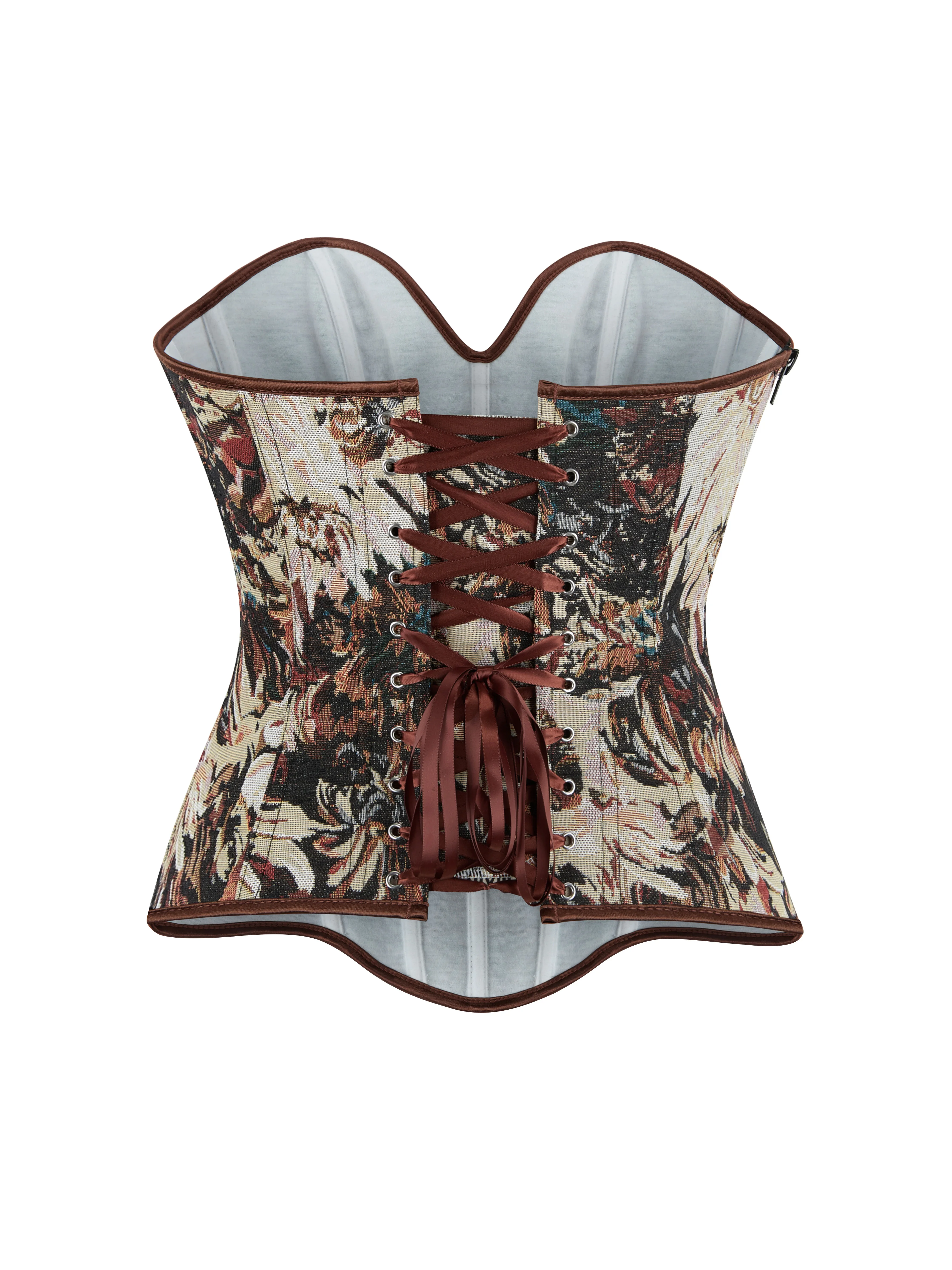 Women’s New Oil Painting Floral Corset, Sexy Strapless Renaissance Bustier Top, Side Zipper Vintage Waist Cinching Shapewear - Image 2