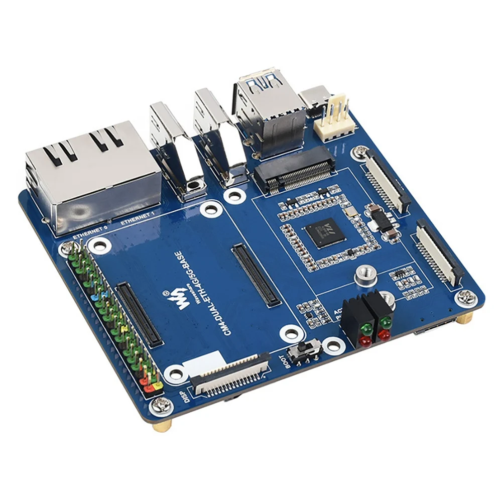 

Плата расширения Waveshare CM4 для Raspberry Pi, компьютерный модуль 4 USB3.0 RJ45, двойной порт Ethernet Gigabit, Стандартная плата расширения 4G